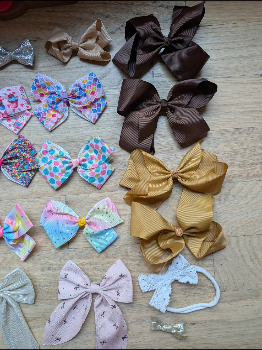 Assorted Girls' Hair Bows - Pink, Rainbow, Gold, Unicorn, Disney